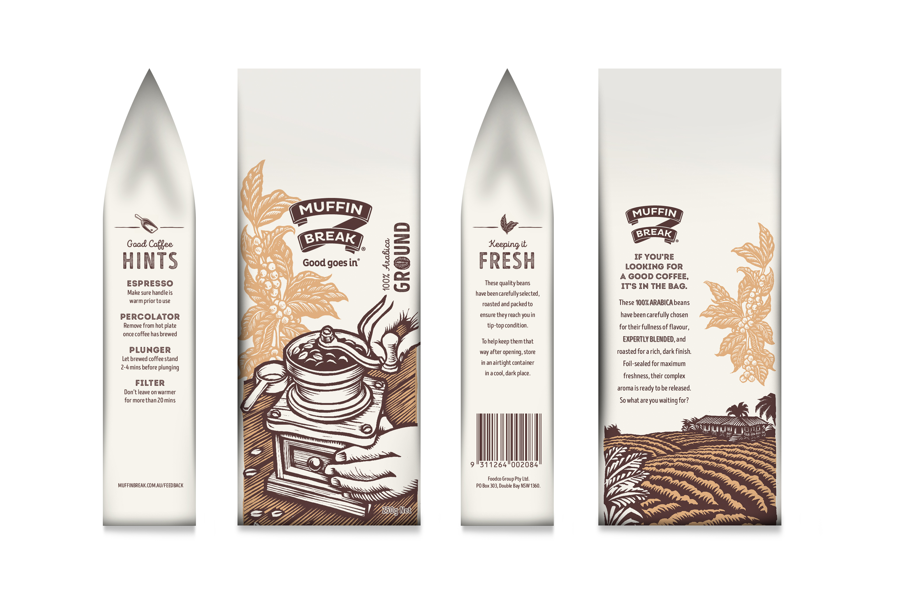Muffin Break Lino Art Coffee Bean Bags